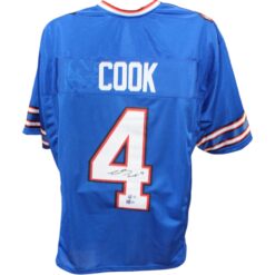 James Cook Autographed/Signed Pro Style sz XL Blue Jersey Beckett Witness 49552