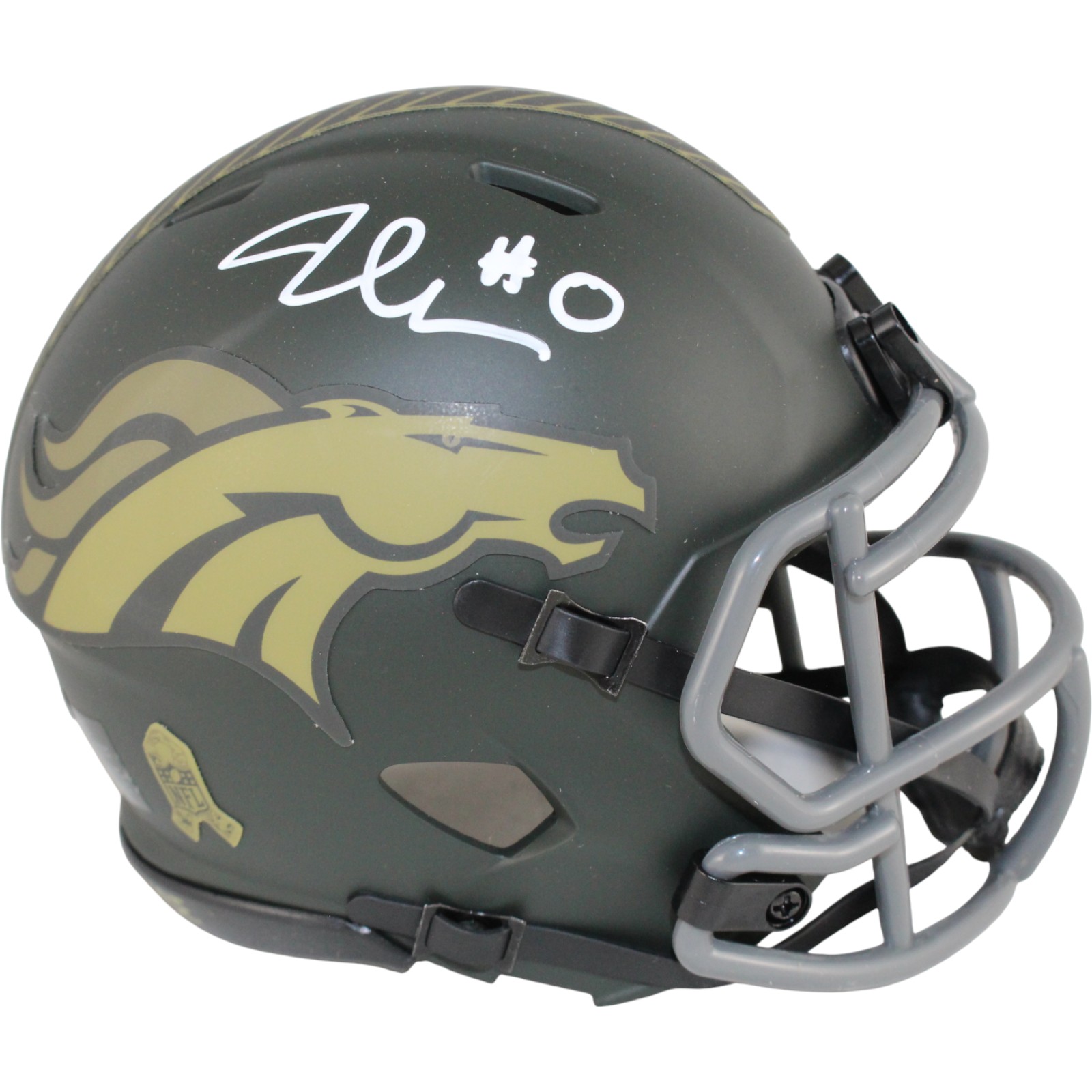 Jonathon Cooper Autographed Denver Broncos 25 STS Mini Helmet Beckett WIT 52836