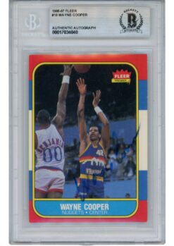 Wayne Cooper Autographed 1986 Fleer #18 Slabbed Trading Card Beckett 52703
