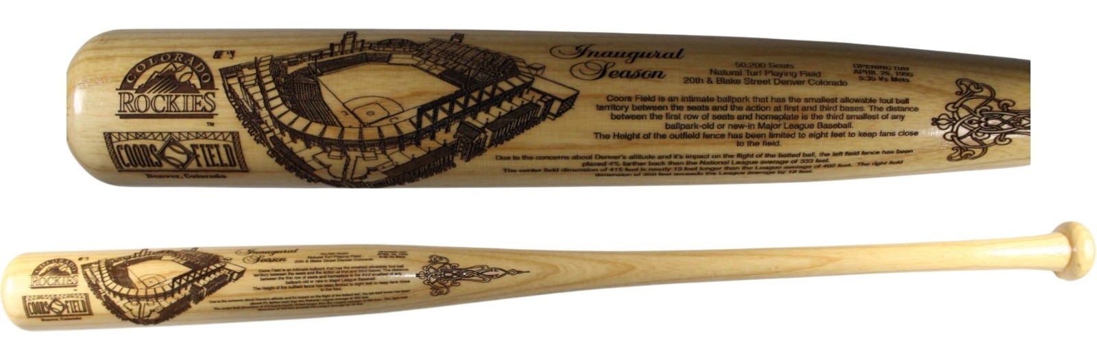 Colorado Rockies Coors Field Inaugural Season Heavy Hitter Baseball Bat 53442 1 Colorado Rockies Coors Field Inaugural Season Heavy Hitter Baseball Bat 53442