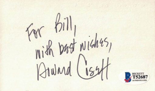 Howard Cosell Autographed/Signed Index Card For Bill Best Wishes BAS 27504