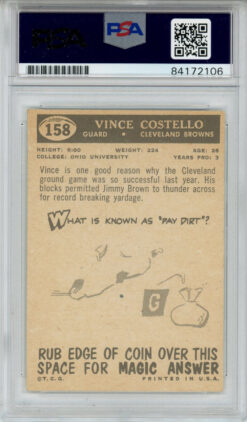 Vince Costello Autographed 1959 Topps #158 Trading Card PSA Slab