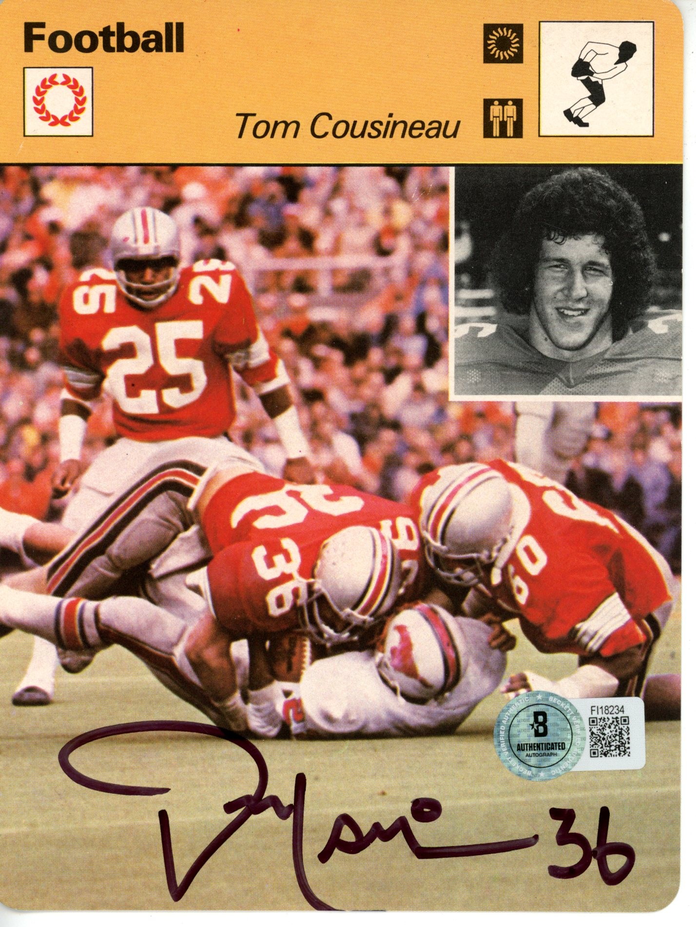 Tom Cousineau Autographed Ohio State Buckeyes 1979 Sportscaster Card BAS 56217