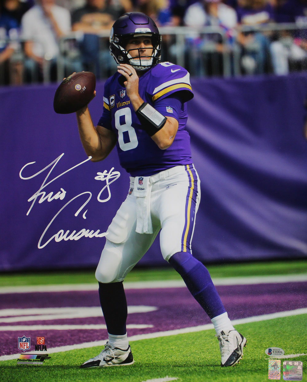Kirk Cousins Autographed/Signed Minnesota Vikings 16x20 Photo BAS 29059