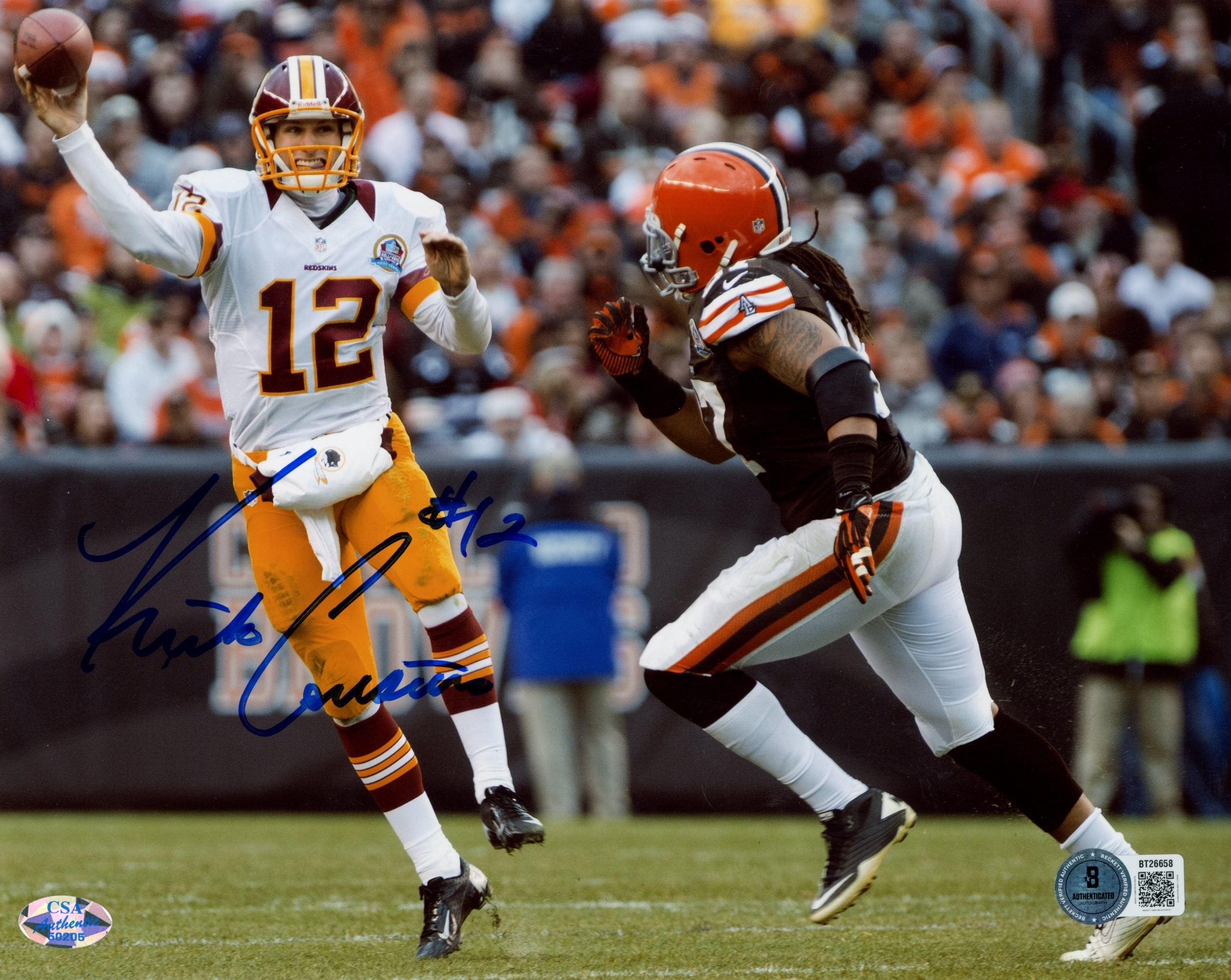 Kirk Cousins Autographed Washington Redskins 8x10 Photo vs Browns Beckett 56680