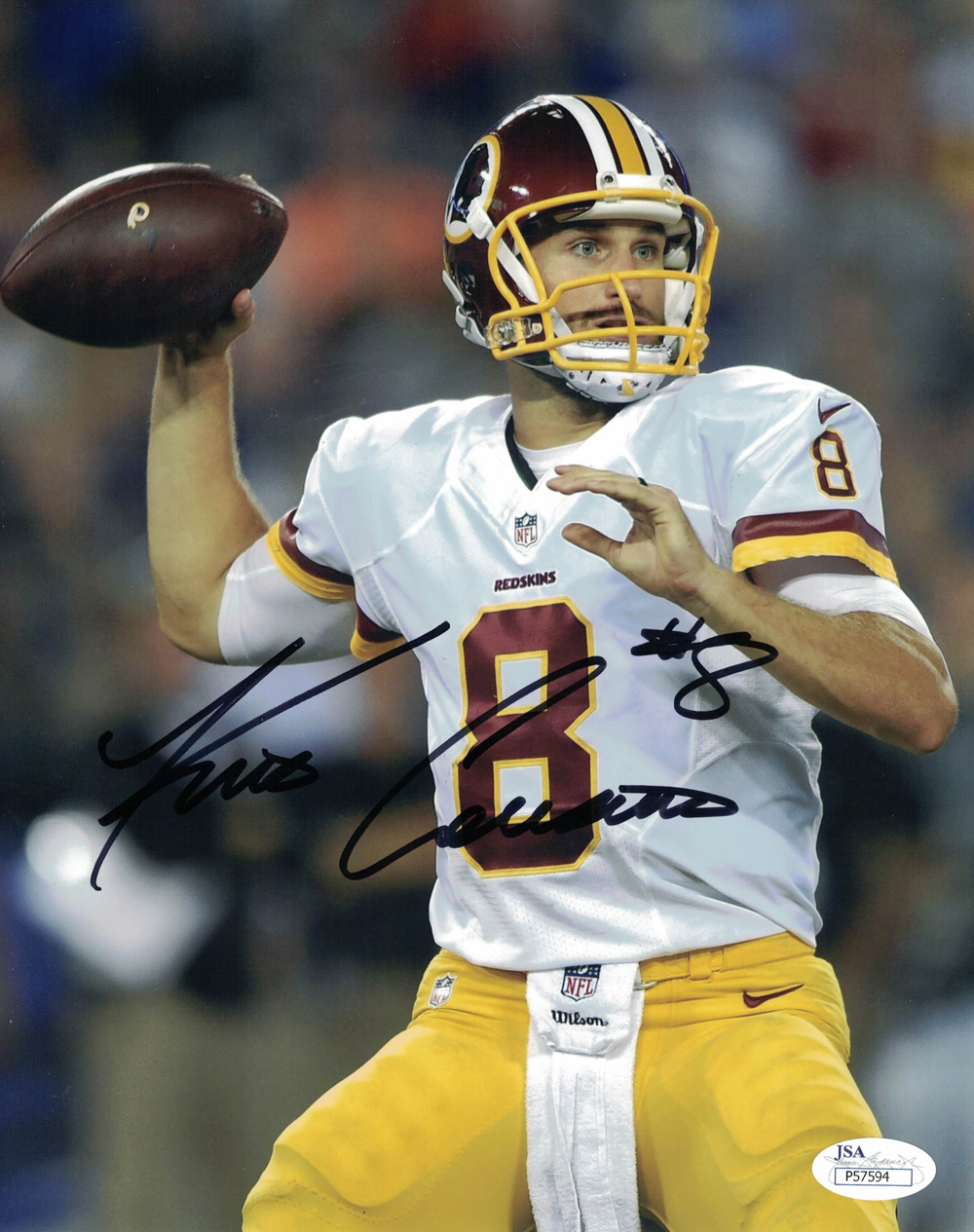 Kirk Cousins Autographed/Signed Washington Redskins 8x10 Photo JSA 30182