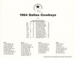Dallas Cowboys 1964 Team Roster 8x10 Photo 48464
