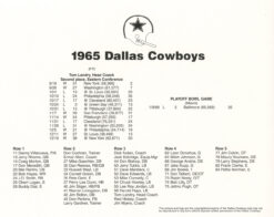 Dallas Cowboys 1965 Team Roster 8x10 Photo 48463