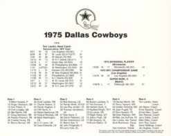 Dallas Cowboys 1975 Team Roster 8x10 Photo 48460