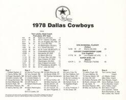 Dallas Cowboys 1978 Team Roster 8x10 Photo 48457