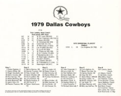 Dallas Cowboys 1979 Team Roster 8x10 Photo 48456