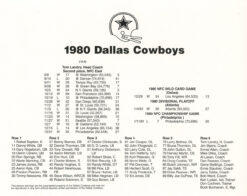 Dallas Cowboys 1980 Team Roster 8x10 Photo 48455