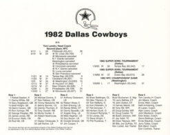 Dallas Cowboys 1982 Team Roster 8x10 Photo 48453