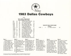 Dallas Cowboys 1983 Team Roster 8x10 Photo 48452