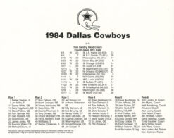 Dallas Cowboys 1984 Team Roster 8x10 Photo 48451