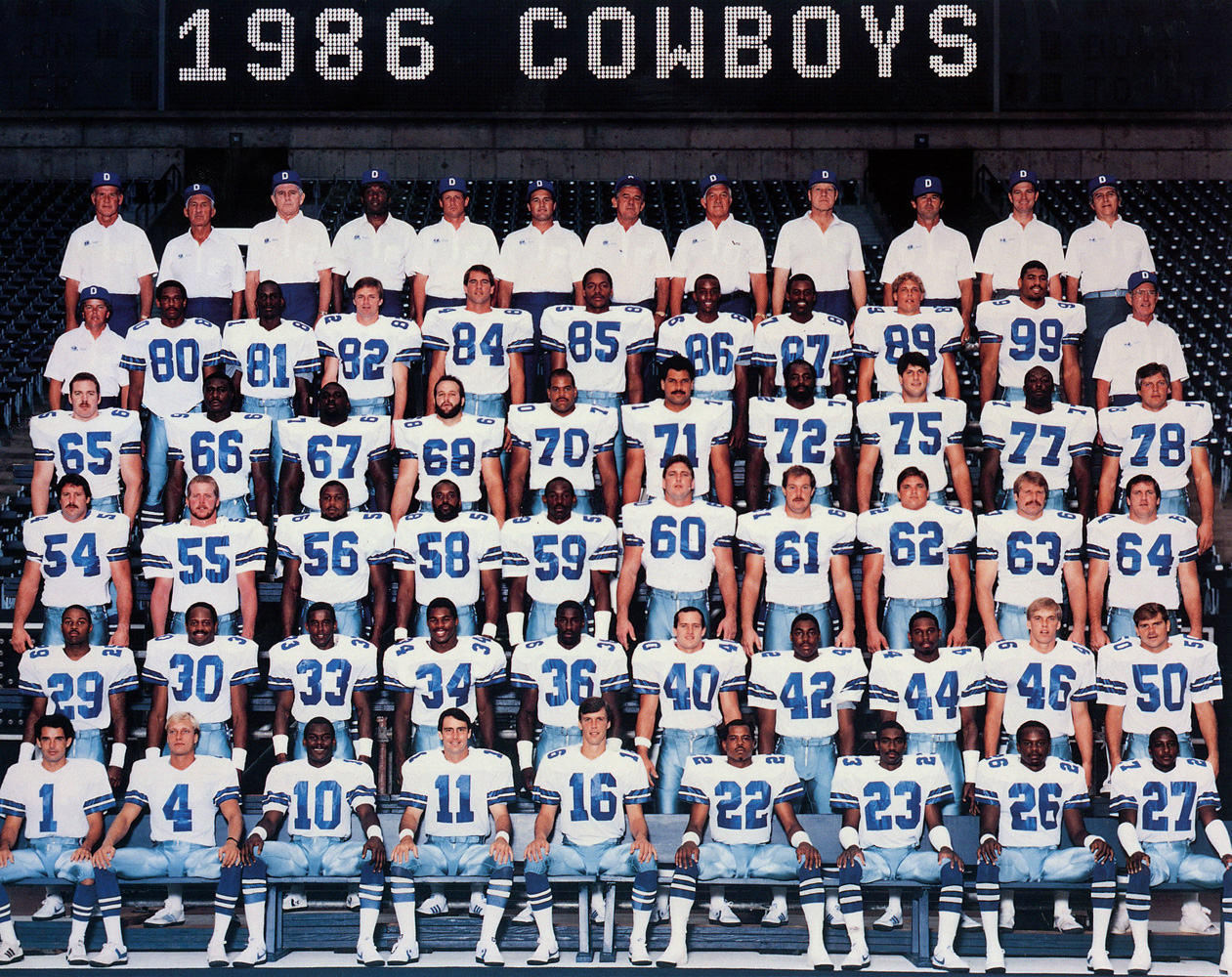 Dallas Cowboys 1986 Team Roster 8x10 Photo 48449