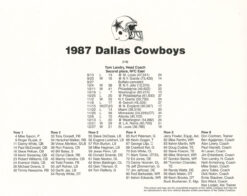Dallas Cowboys 1987 Team Roster 8x10 Photo 48448