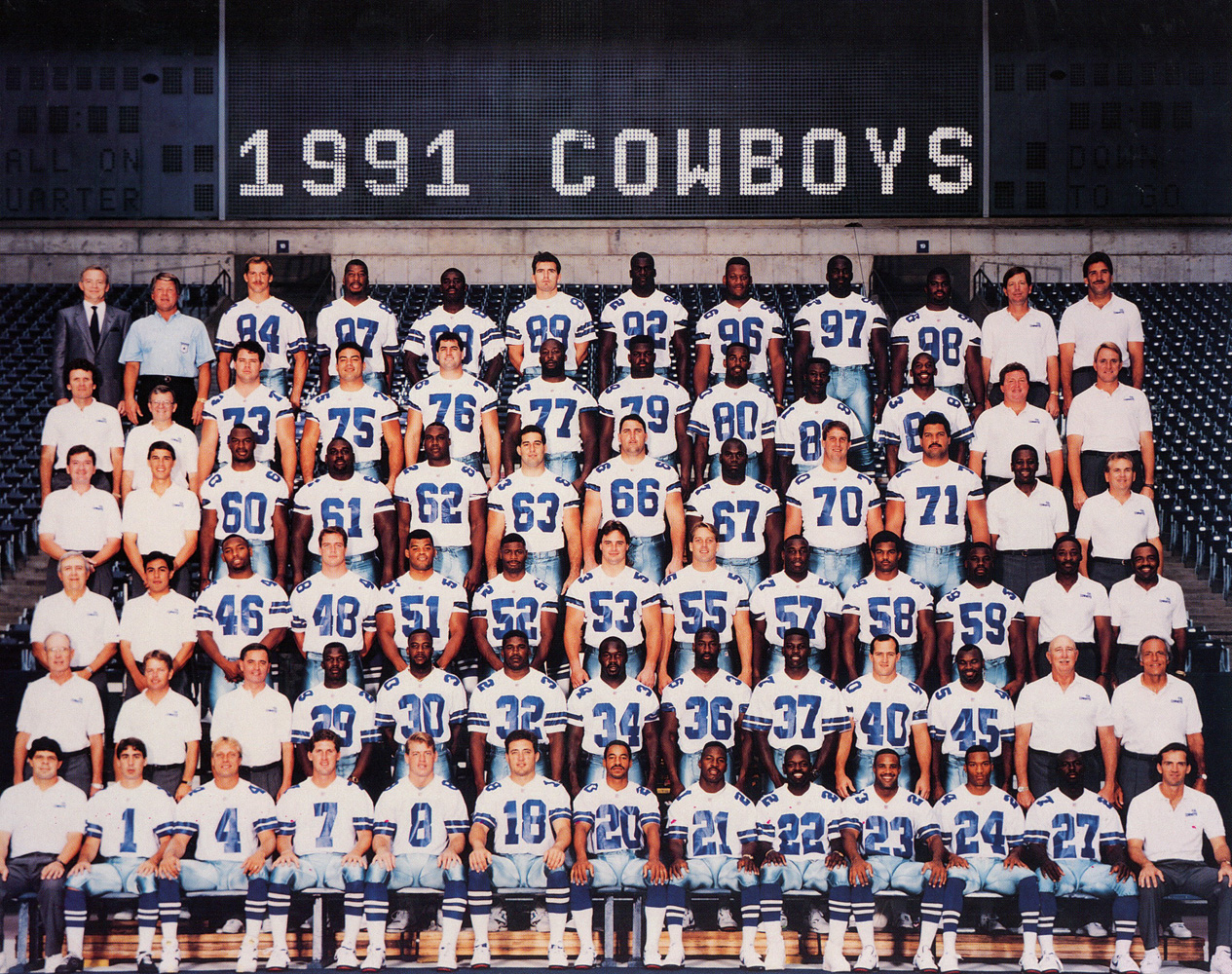 Dallas Cowboys 1991 Team Roster 8x10 Photo 48442