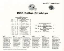 Dallas Cowboys 1993 SB XXVIII Champions Team Roster 8x10 Photo 48440