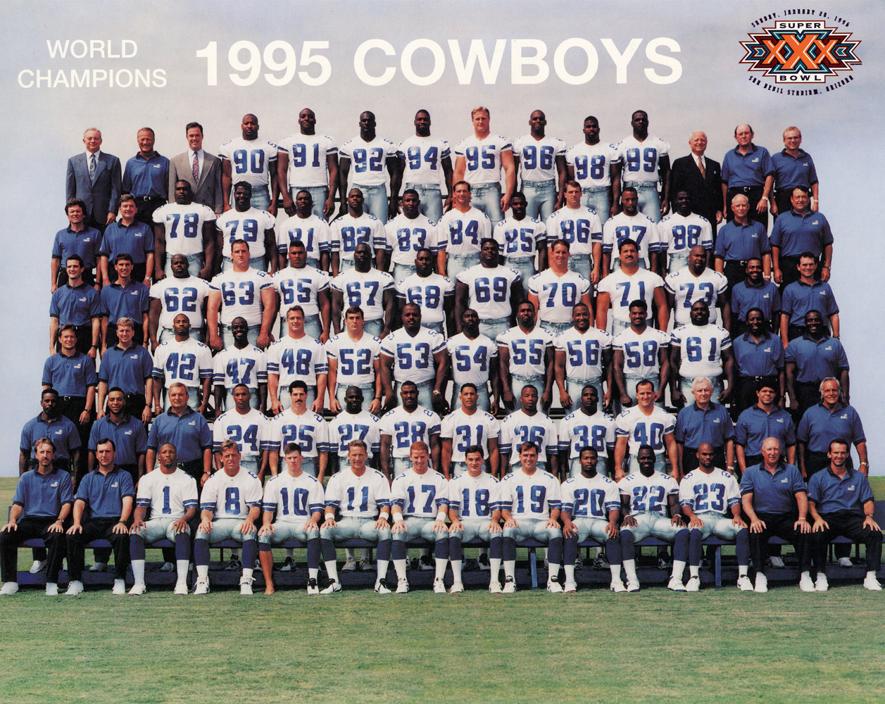 Dallas Cowboys 1995 SB XXX Champions Team Roster 8x10 Photo 48437