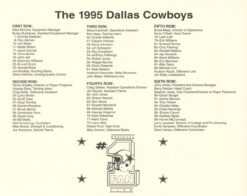 Dallas Cowboys 1995 Team Roster 8x10 Photo 48438