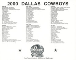 Dallas Cowboys 2000 Team Roster 8x10 Photo 48446