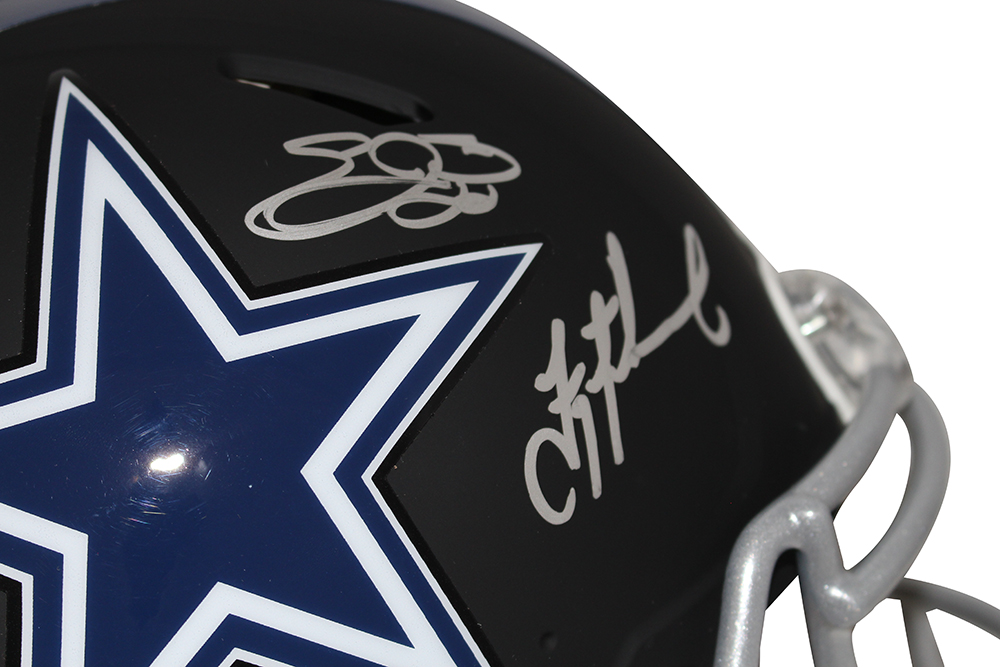 Cowboys Triplets Signed Authentic Flat Black Helmet Aikman Smith Irvin BAS 28400