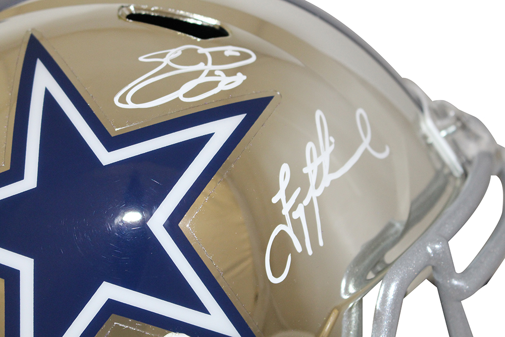 Dallas Cowboys Triplets Signed F/S Chrome Helmet Aikman Smith Irvin BAS 28398