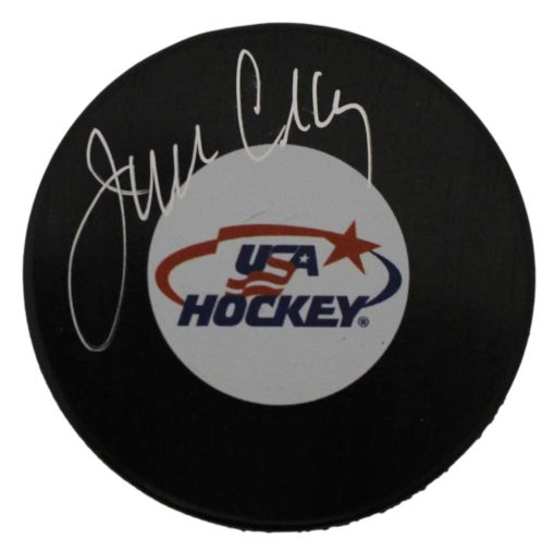 Jim Craig Autographed/Signed 1980 Team USA Hockey Logo Puck BAS 25518