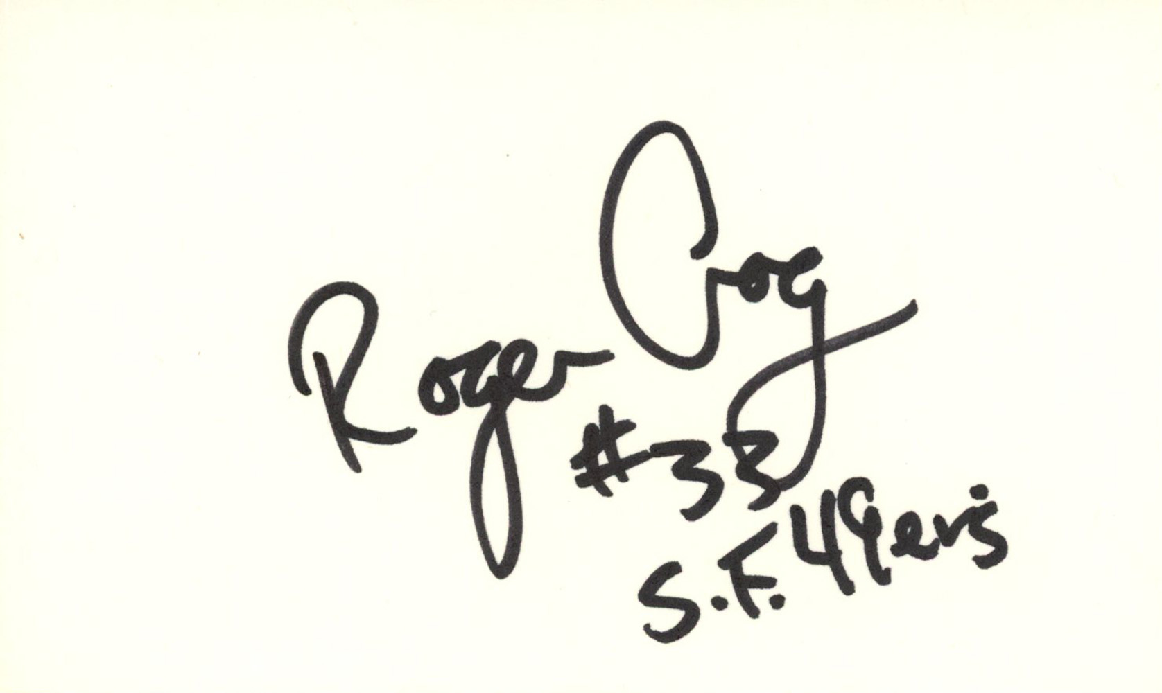 Roger Craig Autographed San Francisco 49ers Index Card SF 49ers BAS 45370