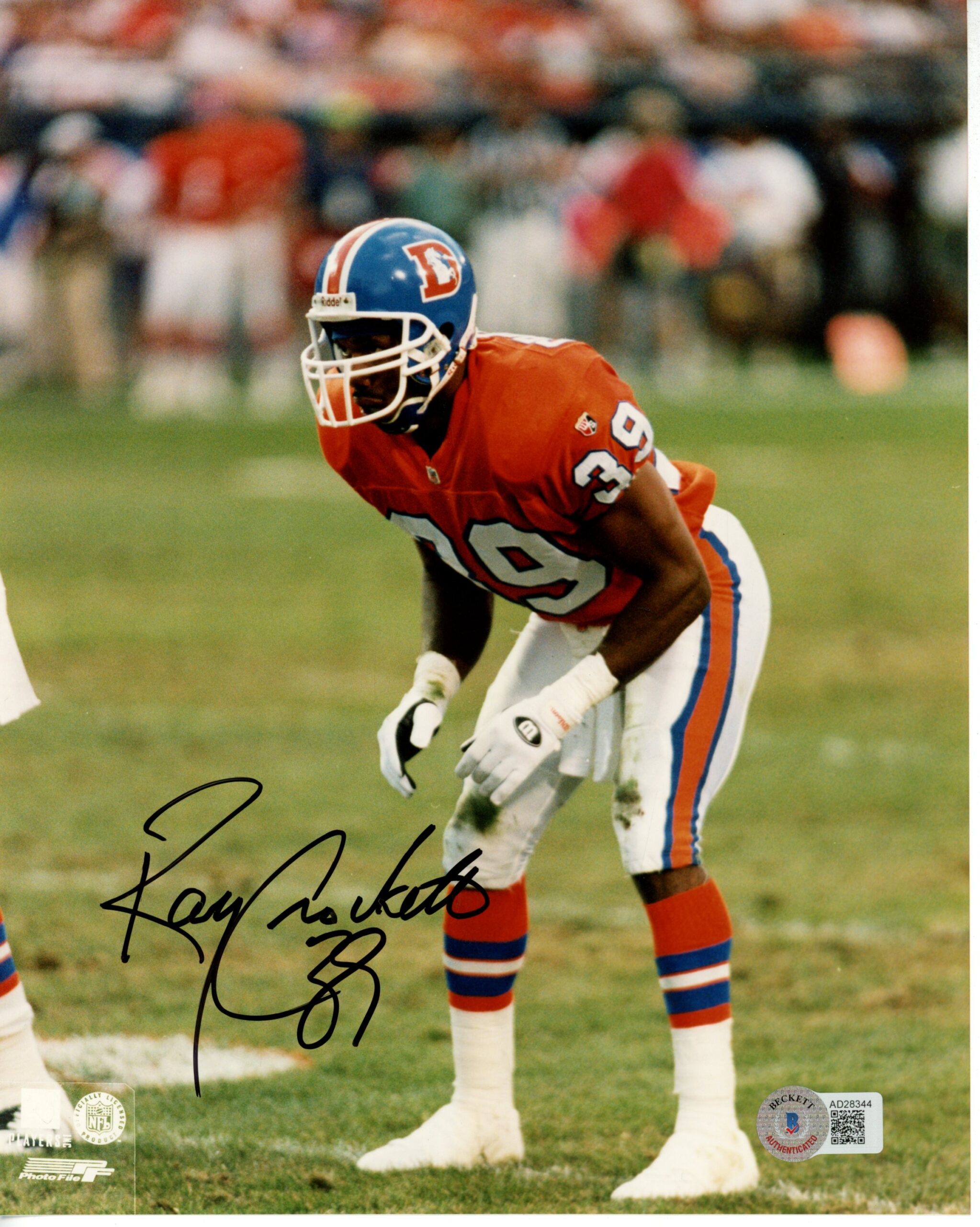 Ray Crockett Autographed/Signed Denver Broncos 8x10 Photo Beckett 55842