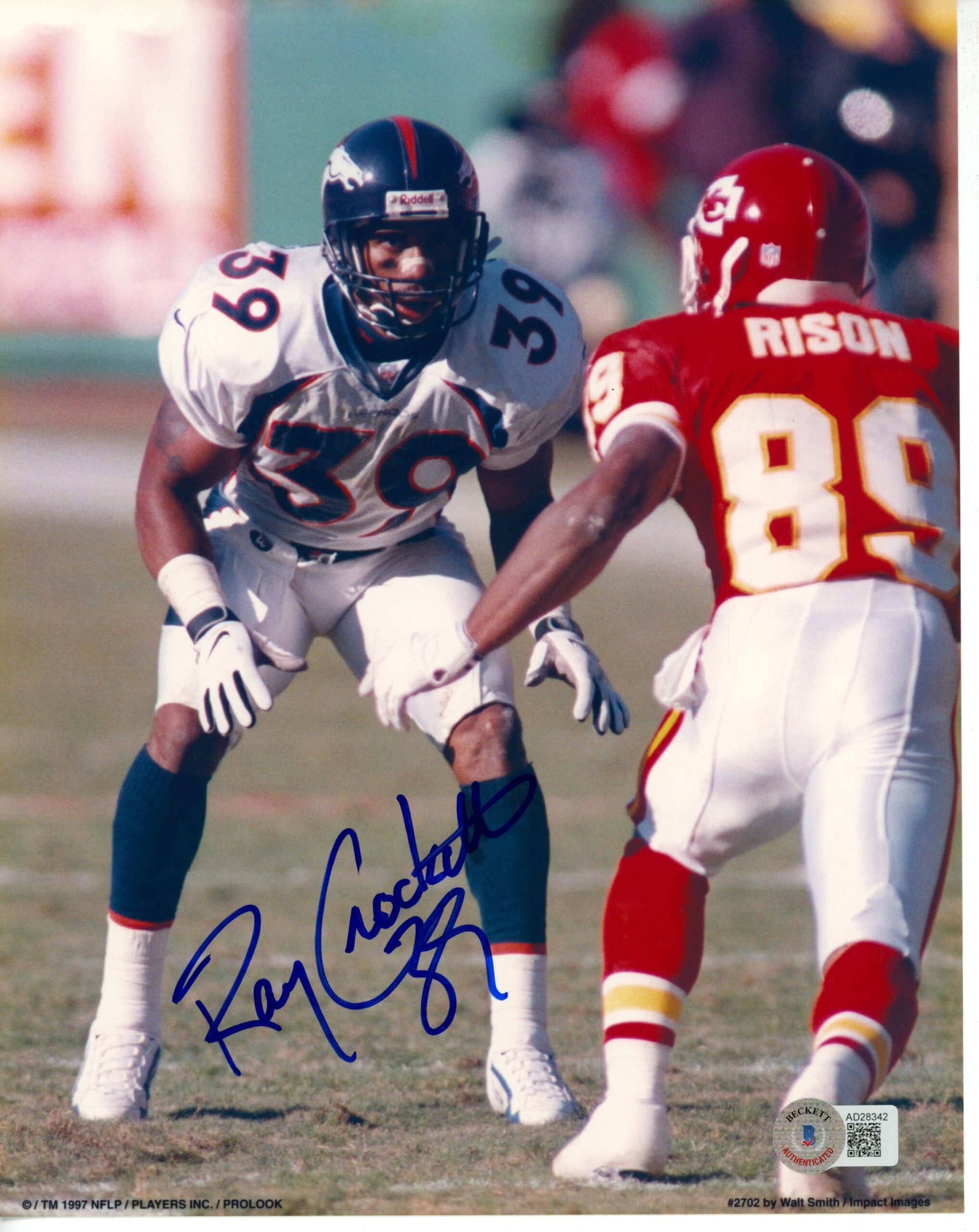 Ray Crockett Autographed/Signed Denver Broncos 8x10 Photo Beckett 55844