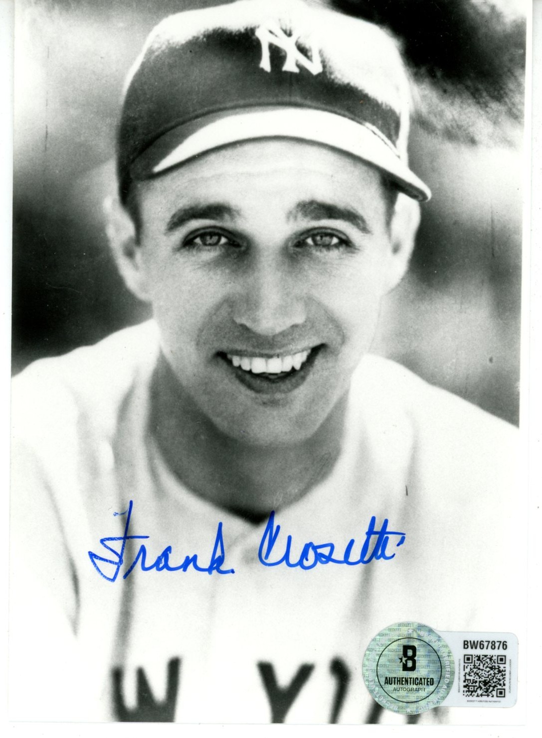Frank Crosetti Autographed/Signed New York Yankees 3x5 Photo Beckett 56517