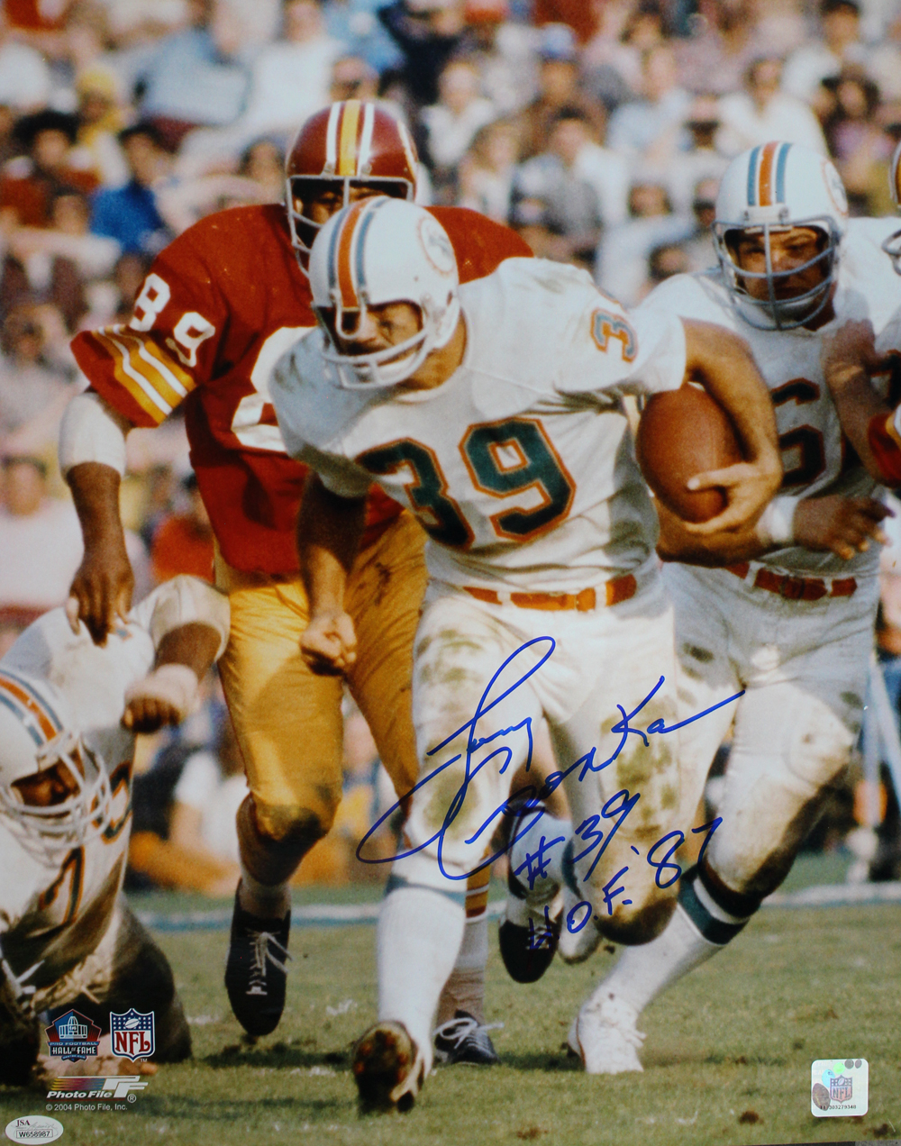 Larry Csonka Autographed/Signed Miami Dolphins 16x20 Photo HOF JSA