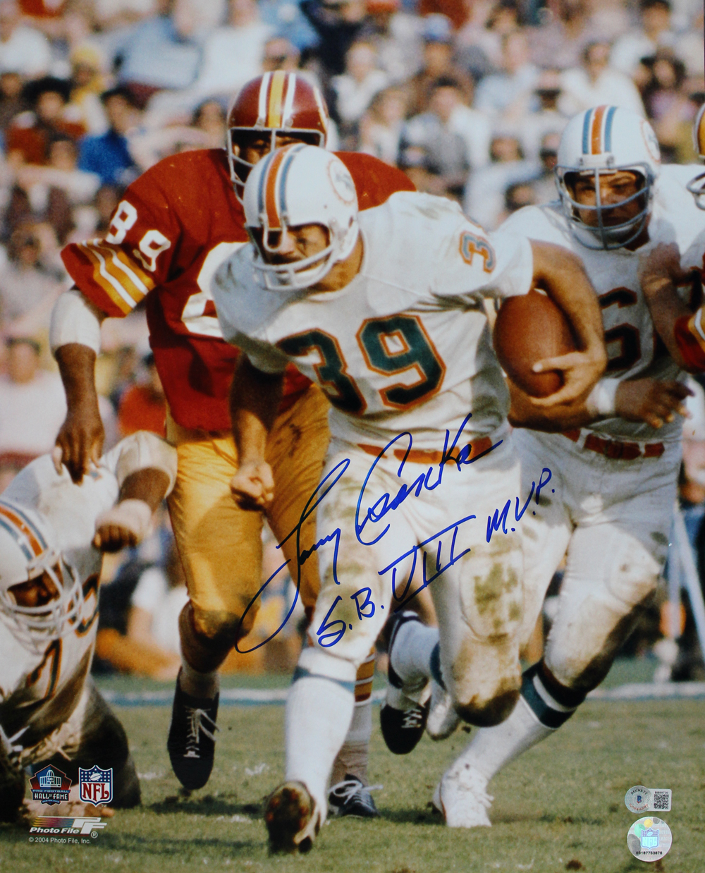 Larry Csonka Autographed Miami Dolphins 16x20 Photo SB MVP Beckett