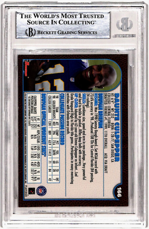 Daunte Culpepper Signed 1999 Bowman #166 Rookie Card Beckett Slab