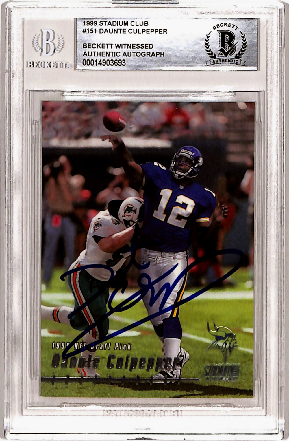 Daunte Culpepper Signed 1999 Upper Deck #151 Rookie Card Beckett Slab