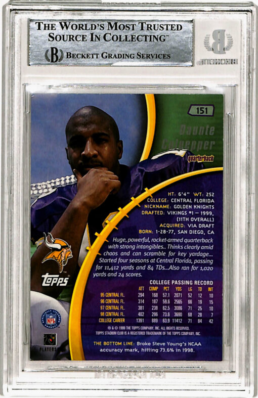 Daunte Culpepper Signed 1999 Upper Deck #151 Rookie Card Beckett Slab