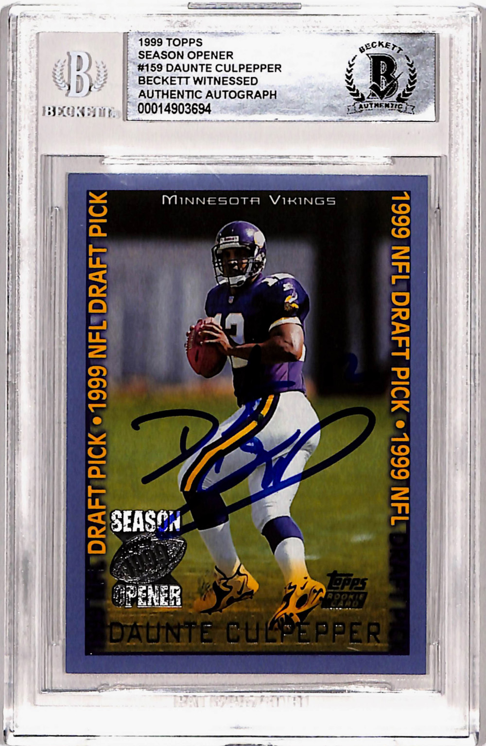 Daunte Culpepper Signed 1999 Topps Season Opener #159 Rookie Card BAS