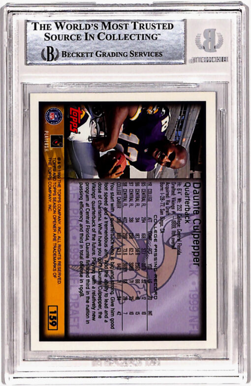 Daunte Culpepper Signed 1999 Topps Season Opener #159 Rookie Card BAS