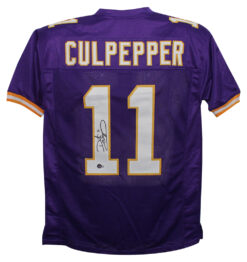Daunte Culpepper Autographed/Signed Pro Style Purple XL Jersey Beckett