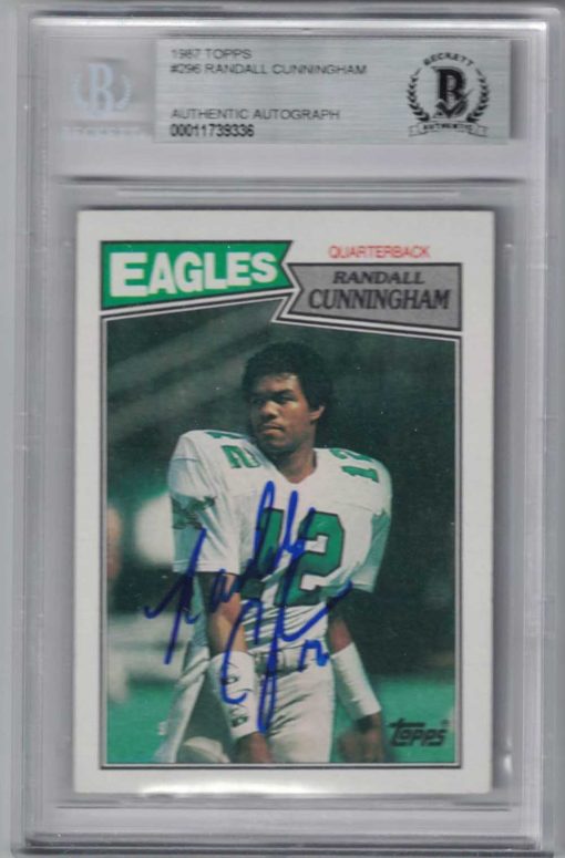 Randall Cunningham Signed Philadelphia Eagles 1987 Topps #296 Card BAS 26025