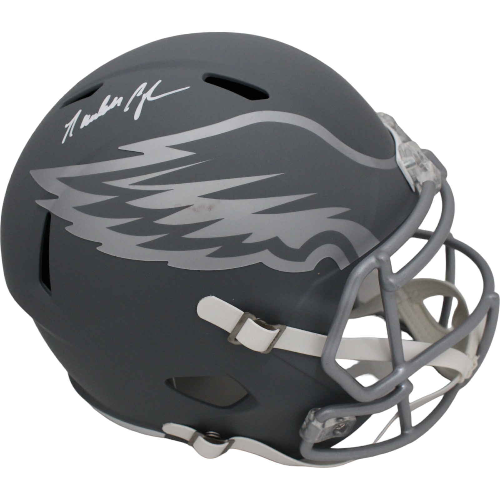Randall Cunningham Signed Philadelphia Eagles Slate F/S Helmet BAS 45885