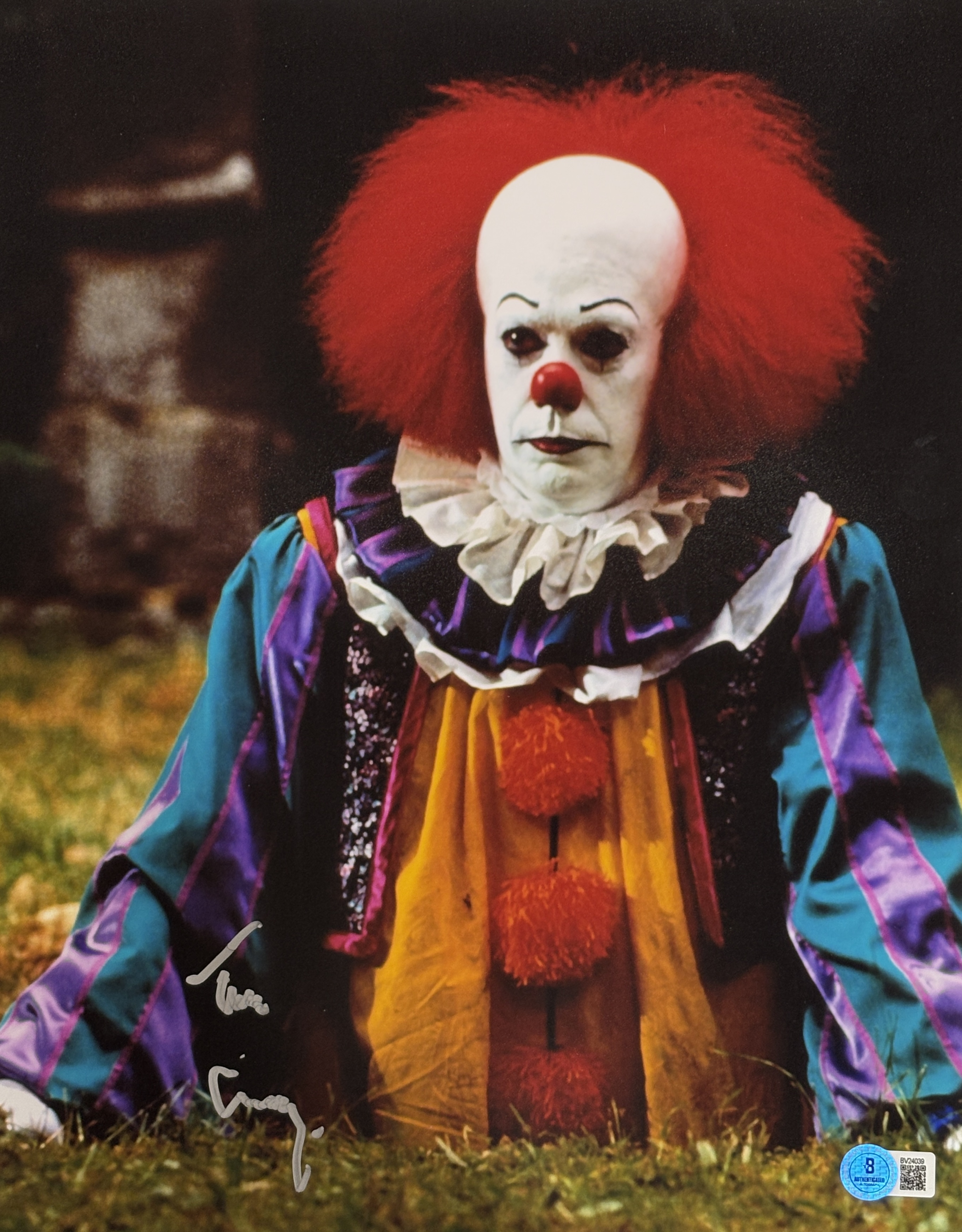 Tim Curry Autographed/Signed IT The Movie 11x14 Photo Beckett 54826