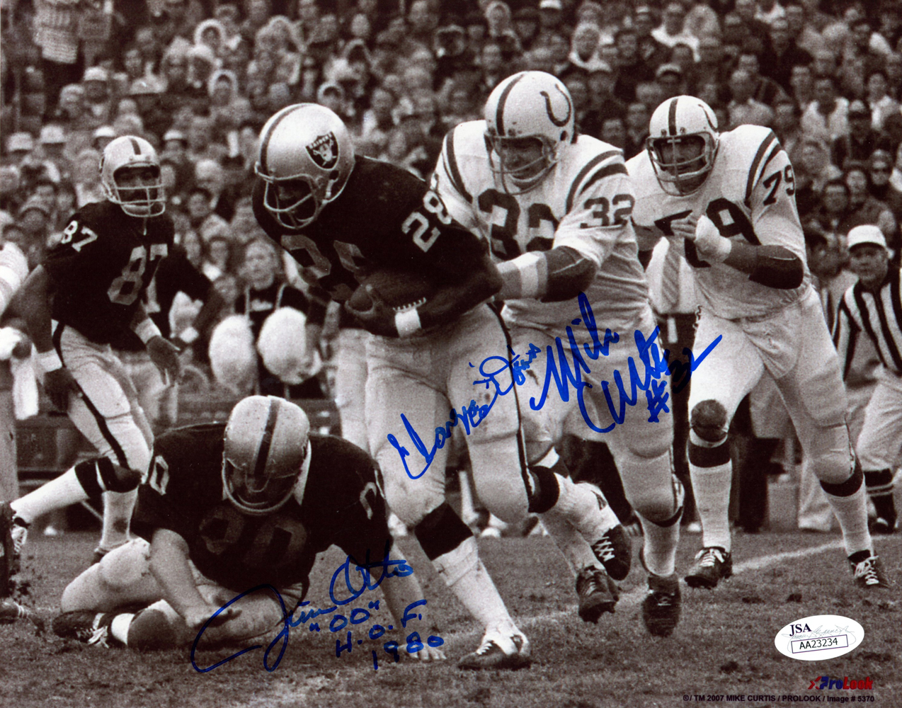 Jim Otto, Mike Curtis & Clarence Davis Autographed 8x10 Photo JSA