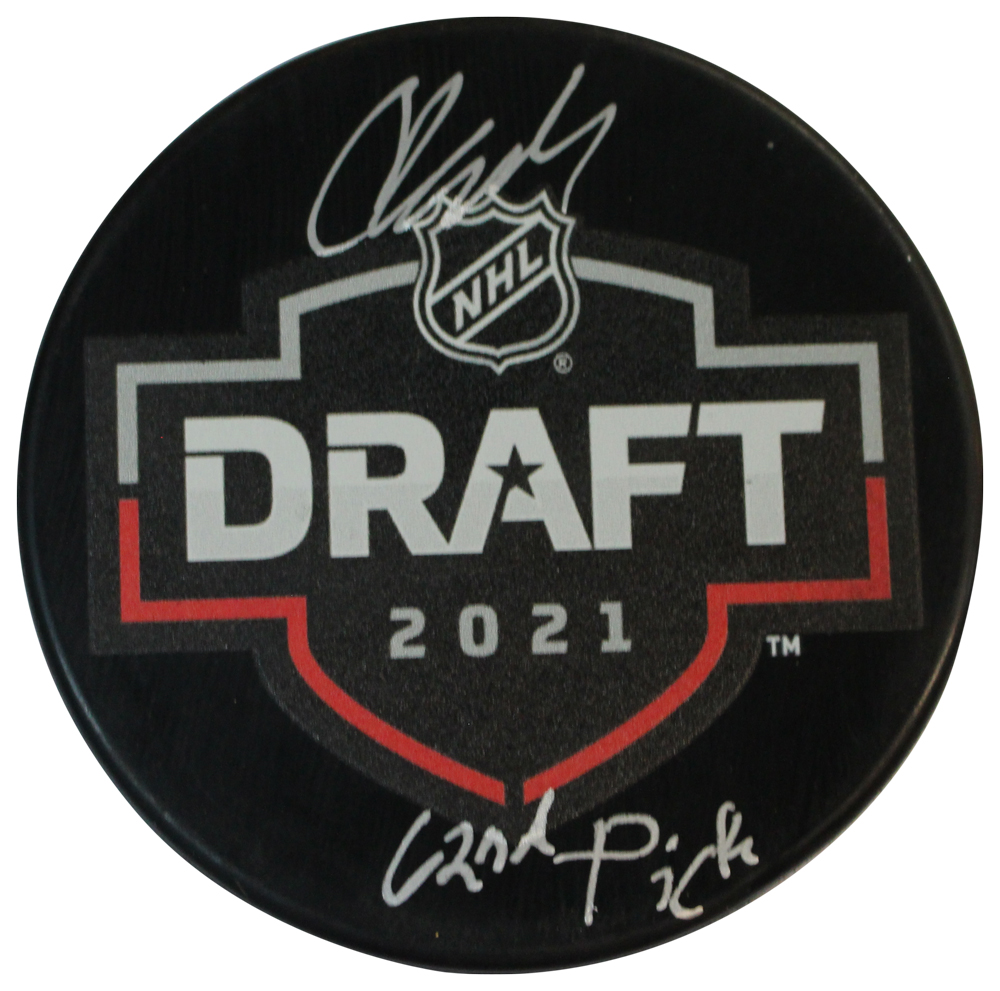 Colton Dach Autographed Chicago Blackhawks 2021 Draft Puck Fanatics