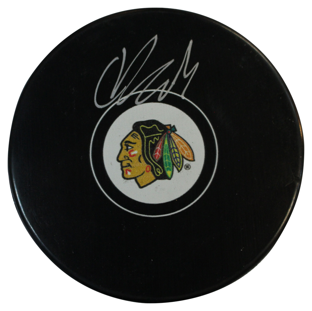 Colton Dach Autographed/Signed Chicago Blackhawks Puck Fanatics