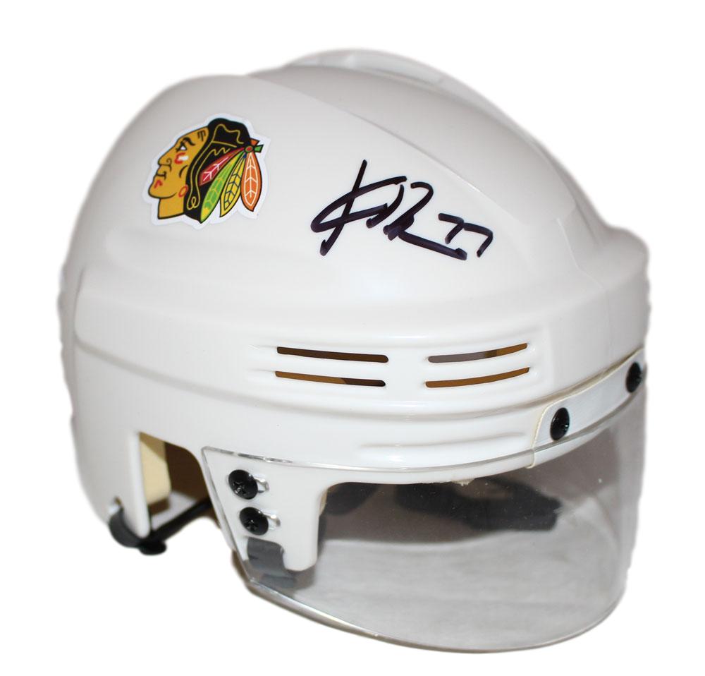 Kirby Dach Autographed/Signed Chicago Blackhawks Mini Helmet FAN 27290