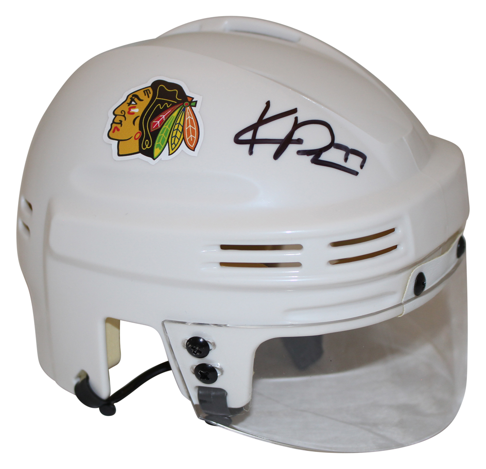 Kirby Dach Autographed/Signed Chicago Blackhawks Mini Helmet FAN