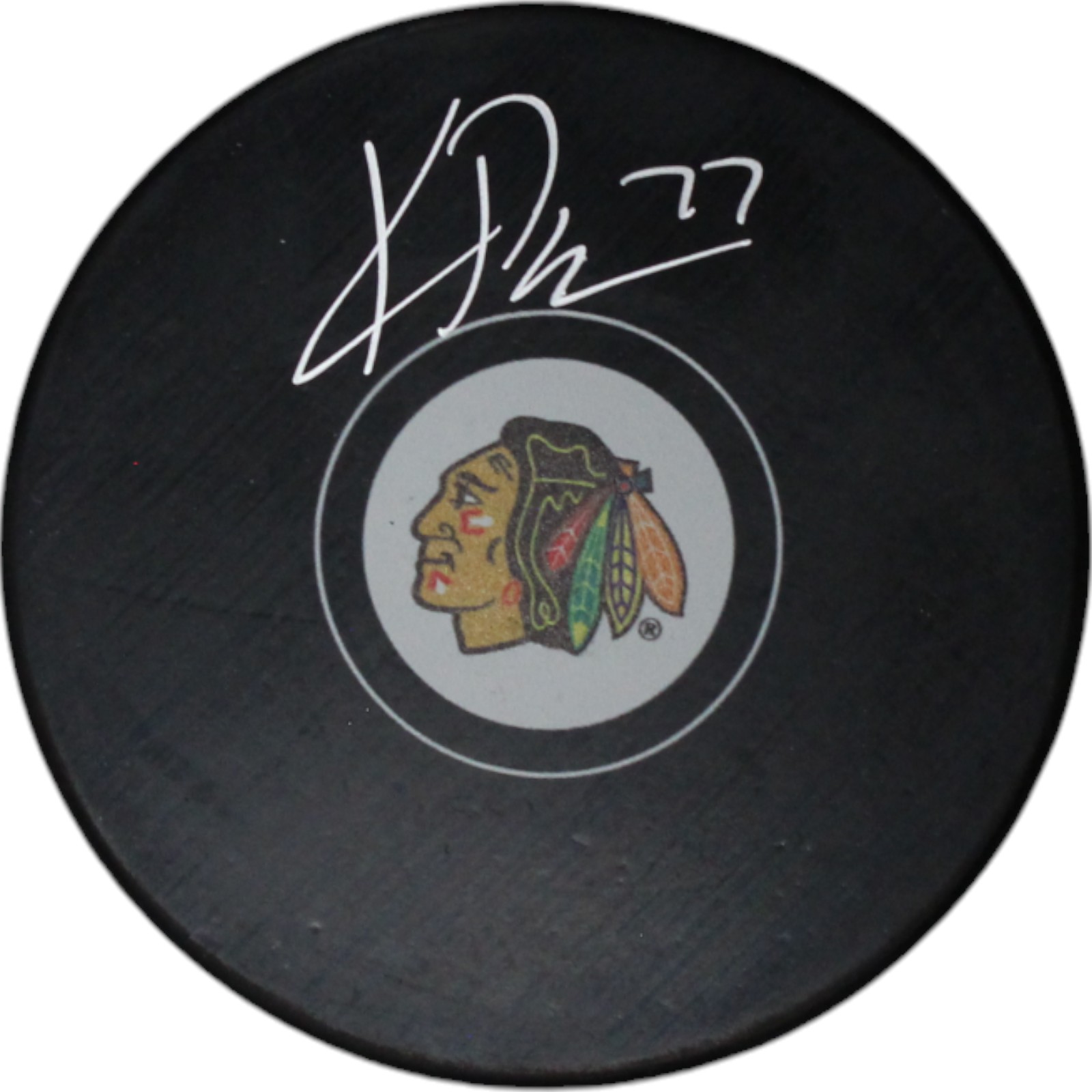 Kirby Dach Autographed/Signed Chicago Blackhawks Hockey Puck FAN 46839